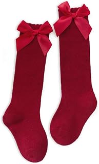 THE DDS STORE Baby Girl Knee-High Socks with Bow, Cotton Breathable, Non-Slip Toddler Stockings, Unisex Price In India
