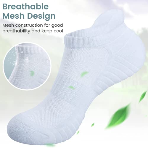 Tanstc Ankle Athletic Low Cut Socks,Running Sports White Men's Sock,Mesh Breathable And Arch Support Non-Slip,Comfortable Cushioned Heel Tab Thick Cotton Women Socks,6 Pairs #TOP2