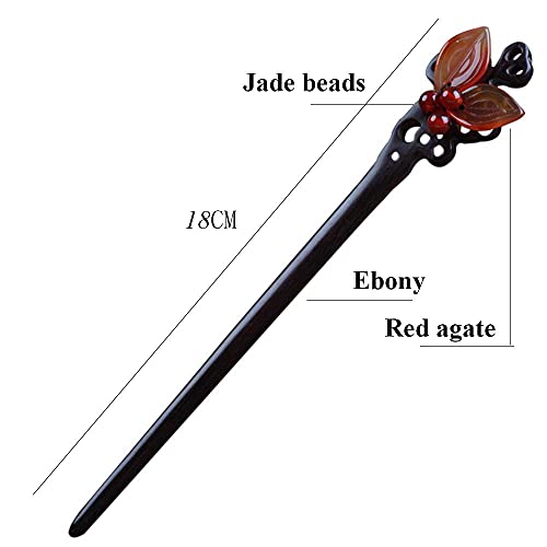 image for TOP SEWING Women Girls' Beauty Hairpins Ebony Wood Hair Stick Imitatio