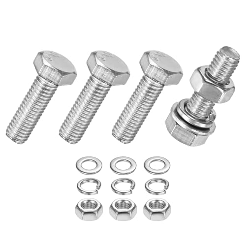 M METERXITY 4-Pack Hex Head Screw Bolt with Nuts Flat &amp; Lock Washers M5x16mm Stainless Steel Bolts and Nuts Kit Fully Threaded Metric Bolt Assortment for Equipment/Machinery