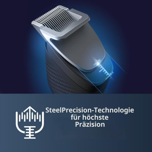 Philips Bartschneider Serie 9000 Prestige mit SteelPrecision-Technologie, 3-stufige Akkuanzeige, bis...