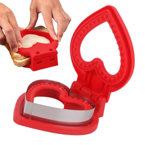 GkgWuxf Taglierina per sandwich, taglierina a forma di sandwich | Taglierina e sigillante in acciaio inox Heart Design - Taglierina per biscotti per colazione, per la colazione
