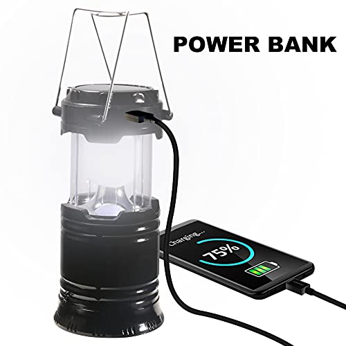 MeYuxg Pack of 2 LED Camping Lights, Solar Camping Lamp, Rechargeable Waterproof Camping Lantern, Hand Lamp, Power Bank, 3 Light Modes for Fishing, Hiking, Adventure, Hunting - Image 5