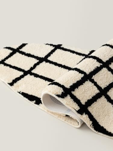 Tapete ovalado WENSHUO 47.3" x 17.72" negro y blanco miniatura 5