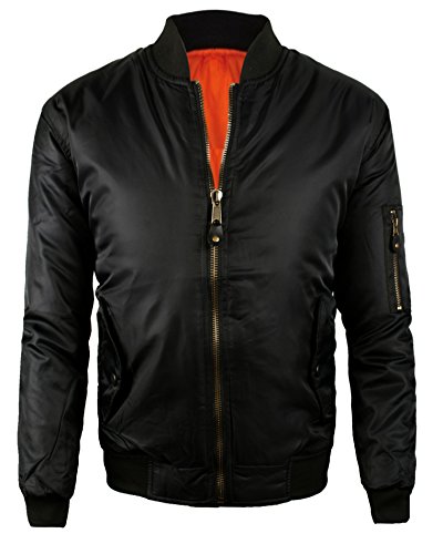 Guytalk Men's Lightweight Reversible Flight Bomber Jacket Large Black