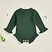 KtwHarnu Baby Girl Knit Sweater Romper Newborn Knitted Ruffle Bubble Romper Solid Long Sleeve Sweater Bodysuit Winter Clothes (Green, 3-6 Months)