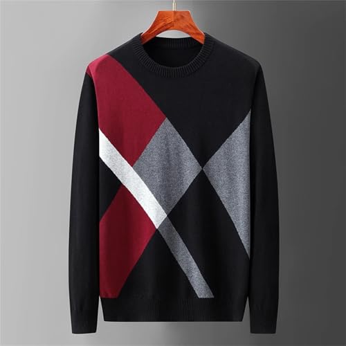 Men's Slim Fit Lightweight Cotton Sweater Crewneck Long Sleeve Plaid Knitted Pullovers Fall Winter Casual Warm Jumpers3