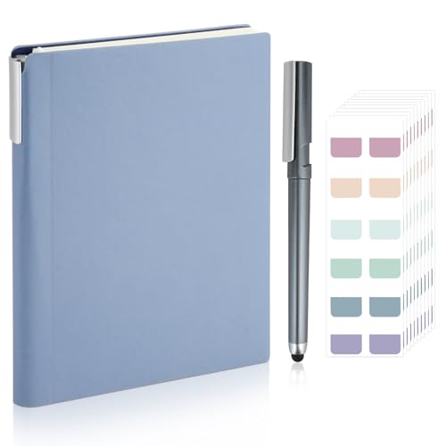 CRITIVE-SHOP Set de cuaderno de piel, diario vintage A5 con 1 bolígrafo Stylus y 120 pestañas adhesivas, cuaderno personalizado diario de negocios clásico, diarios de viaje para mujeres hombres