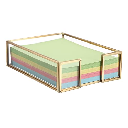 Rangement notes adhésives en verre doré pour organiser le bureau de la maison