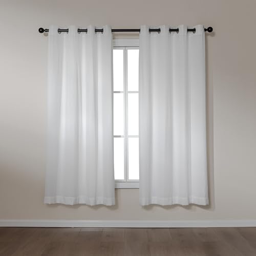 Image of Amazon Basics Chenille Room Darkening Curtains, Light Filtering Window Drapes for Bedroom and Living Room, 2-Panel Set with Grommets, 42 inch W x 72 inch L, White Diamond