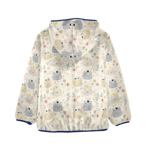 Cute Cats Flowers Boys Fleece Coat,Children's Zip-Up Hoodie Jacket,Baby Warm Fashion Outerwear 3-10T,A1134552