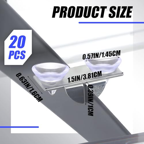 Tandefio 20 Pcs Center Shelf Rest Clip with Rubber Cushion, Galvanized Metal Glass Shelf Brackets Balancing Clip for Brackets to Hang Glass, Metal, Wood