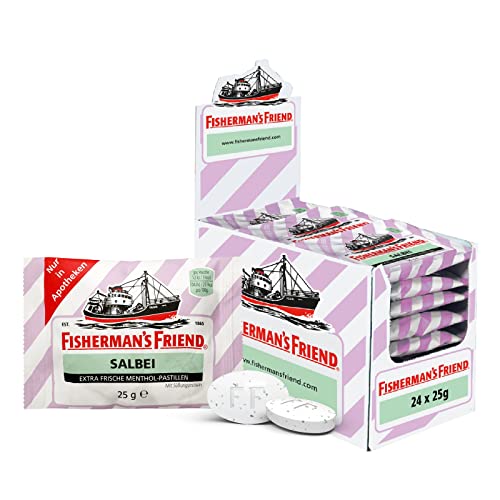 Fisherman's Friend Salbei, 24er Vorratsbox, Exklusive Sorte: Salbei und Menthol Geschmack, zuckerfrei, für frischen Atem, 24 x 25g Cover