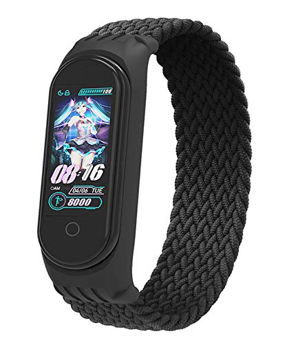 コンパチブル Xiaomi band 7/6/5/4/3 バンド ブレイデッドソロループ シャオミ スマートバンド 編組バンド スポーツバンド 交換ベルト 柔らかいシリコーン糸混紡リサイクルヤーン素材 耐衝撃 防汗 Xiaomi Smart Band 交換用弾性ストラップ