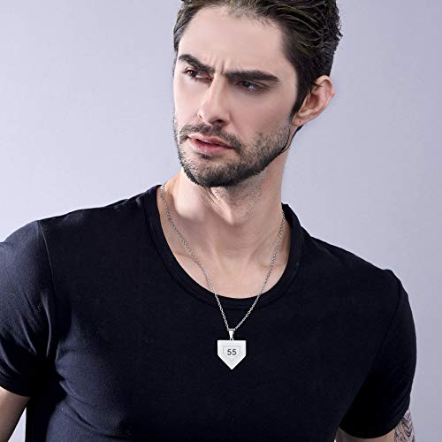 U7 Baseball Necklace Stainless Steel Sport Fan Gift Athelets Custom Jersey Number Pendant Home Plate Pendant Necklace For Men Boys #TOP1