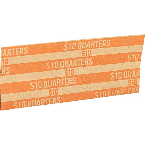 Coin Wrapper, 1000 per Box, Various Denominations Denomination: Quarters-Orange