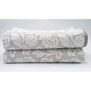 Lex’s Linens Confezione da 2 lenzuola da bagno in jacquard con motivo floreale, colore: beige fumé