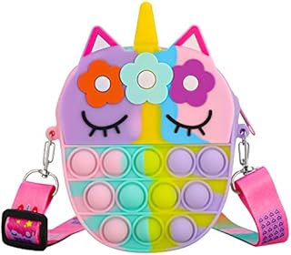 Xinzistar Pop it Bag Pop Purse Bag Poppet Fidget Bag Toy Purse with Adjustable Shoulder Strap Length for Children, Girls, Women (Size 5.51 * 4.33 * 1.29 In)