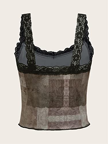 SOLY HUX Women's Star Striped Print Lace Cami Top Sexy Summer Sleeveless Shirt Tops Camisole - Image 3