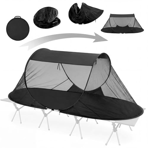 Image of Pop up Mosquito Tent for Camping, 86.6 x 41 x 35 Inch Bug Net Tent with Instant Automatic Setup, Lightweight Portable Screen Net Fits Most Camping Cot for Outdoor Hiking Travel(Black)