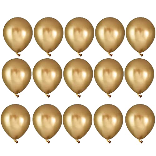 Ballon Dorés Anniversaire Ballon, 15 Pièces 12 Pouces Métallique Ballons Ballon Helium Or Ballons de Baudruche pour Mariage Decoration Festival Fête Célébrations Cover