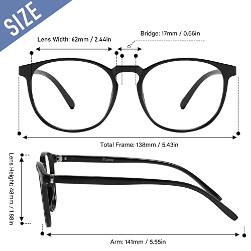 Image of Przene Round Blue Light Blocking Glasses for Women Men Black /Crystal /Pink | Filter Blue Ray,Computer Gaming Glasses,Anti Eye Strain,Anti Glare,UV Protection,Lightweight TR Frame,Watch TV,Phone,Retro