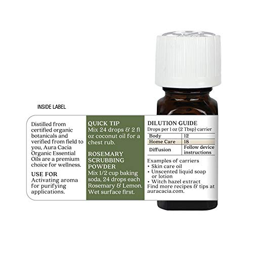Aura Cacia Aromatherapy 100% Organic Essential Oil, Rosemary - 0.25 Oz #TOP4