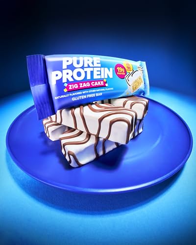 Image of Pure Protein Zig Zag Cake Protein Bars - 19g Protein, 3g Sugar, 190 Calories (4 count) Low Sugar* High Protein Snack - Gluten Free - Perfect for a Healthy Snack.