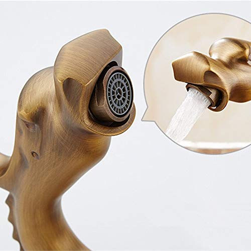 Robinet lavabo dragon bronze résistant au calcaire mélangeur double commande - 3