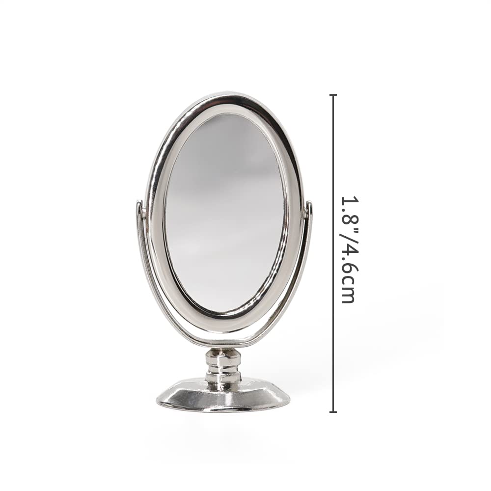 Espejo En Miniatura Para Casa De Muñecas Escala 1/12, Metal Plateado - Accesorio Decorativo Para Salón O Baño | Odoria