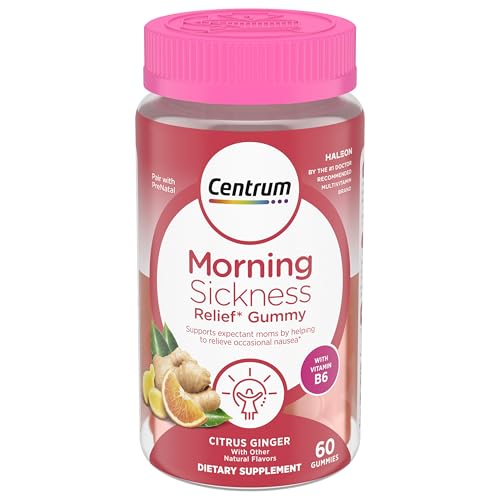 Centrum Morning Sickness Relief Gummies Citrus Ginger Flavor - 60 Count Up to 60 Day Supply