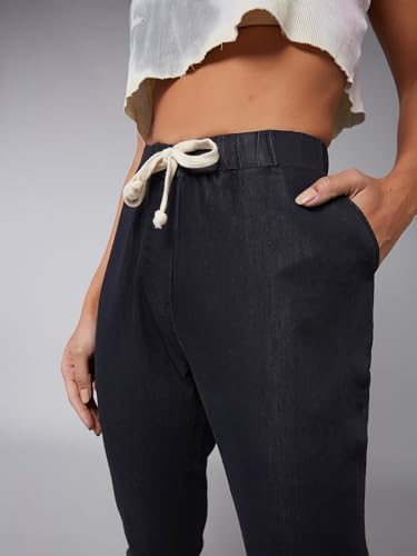 Image of Dolce Crudo Women's Skinny High Rise Cropped Fringed Hemline Stretchable Denim Jeans