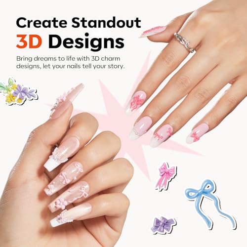 Image of modelones 3D Silicone Nail Art Molds, 3D Multiple Flower & Lace Bow Designs with Carving Pen, Easy DIY Nail Mold for Gel & Acrylic, Reusable Nail Art Tools for Beginners & Professionals