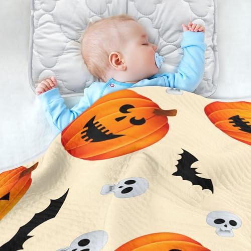 Burbuja Pumpkins Bats Baby Blanket for Boys Girls, Nursery Soft Warm Swaddling Receiving Baby Blankets, 30x40 in Toddler Blanket4