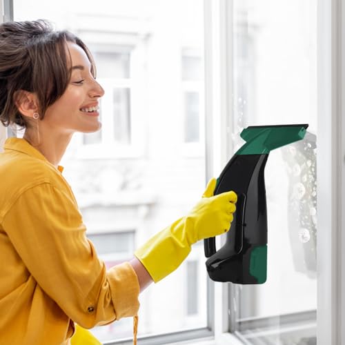 EAVE Fenstersauger Set, Akku Fenstersauger mit 45 Minuten Akkulaufzeit, Fensterreiniger Elektrisch mit 28cm Saugdüse & 200ml Wassertank, Geeignet für Fenster, Fliesen und Spiegel (grün)