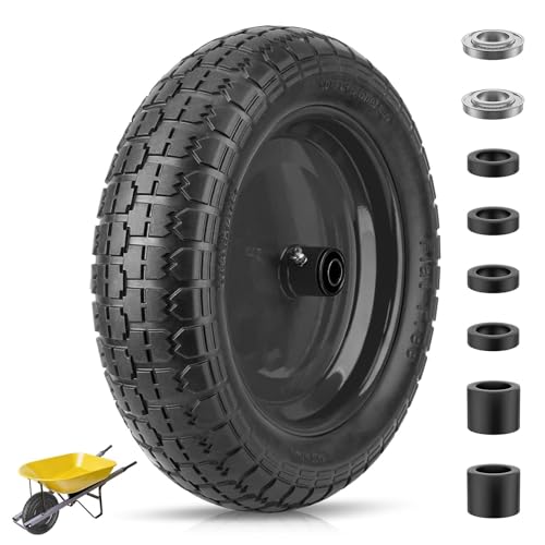TICONN 4.80/4.00-8 Tire, 14.5" Flat Free Wheelbarrow Tire and Wheel,