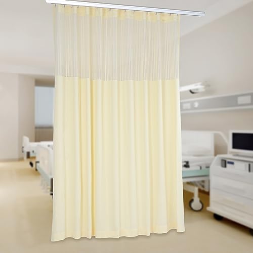 JAYEUW Hospital Curtain with Hooks, Room Divider Curtains Cubicle Curtain Divider Privacy Curtains for Hospital, Medical Clinic, Lab (Beige, 12ft Wide x 8ft Tall)