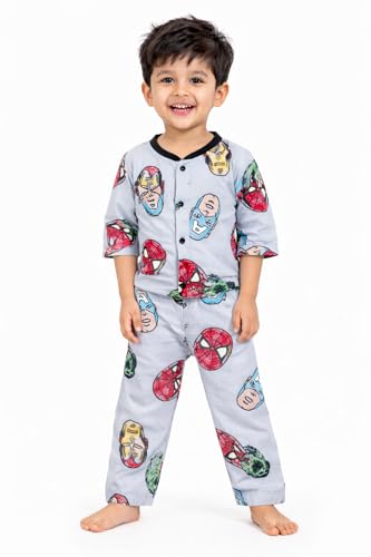 Image of 3BROS BodySuit /Dress for Boys /Girls Full Pajama & Casual Full Sleeves Night Suit Top Combo Kids Set