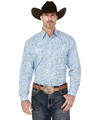 Stetson Karman Roper Blue Tooling Paisley Men's Long Sleeve Snap Shirt 11-001-0425-4002 BU