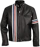 Zulin Men's American USA Flag Motorcycle Easy Rider Leather Jacket (L)