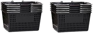 Shopping Basket (Set of 5) Durable Black Plastic with Metal Handles (2-(Pack))