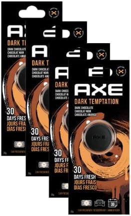 AXE Air Freshener Mini Vent Clip, Odor Eliminator, Air Purifier Provides A Long Lasting Scent (0.7 Fl Oz (Pack of 4), Dark Temptation)