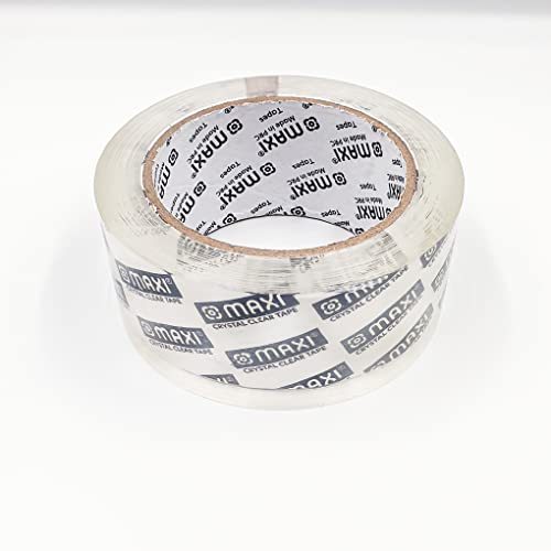 Maxi Packing Tape 48Mm X 100 Yds 45 Mic Crystal Clear, High Performance Clear Packing Tape, Shipping Box Packaging Tape for Moving, Office, Carton Sealing & Storage