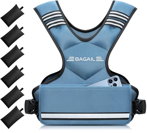 BAGAIL Adjustable Weighted Vest for Women 4-10lb, Comfortable U-Neck Rucking Vest with 6 Removable Weights, Storage Pocket and Reflective Strips for Walking, Jogging, Weight Loss & Home Workouts by BAGAIL - Used condition - US$53.99