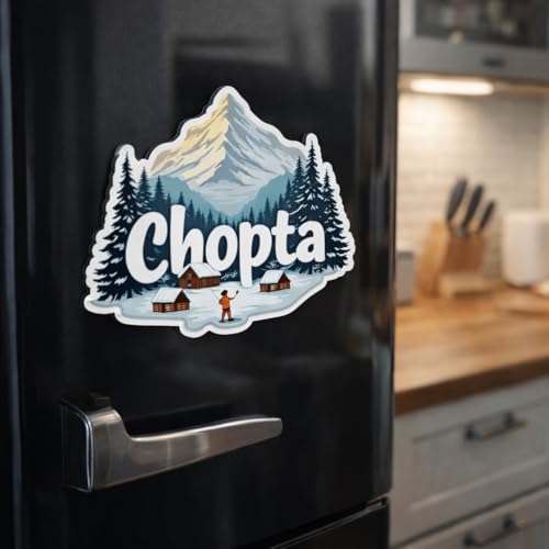 Image of Naxon Chopta Uttarakhand Theme Souvenir Wooden Fridge Magnet | Mini Switzerland of India Himalayan Design 3x3 Inch Refrigerator Magnet for Kitchen & Home Decor | Travel Gift from Chopta | Pack of 1