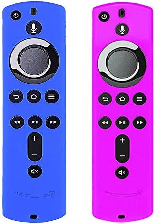 [2 Pack] Silicone Cover Case for TV Stick 4K / TV (3rd Gen) Compatible with All-New 2nd Gen Remote Control (Purple & Blue)