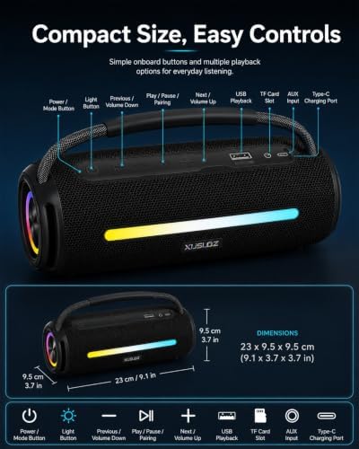 Bluetooth Speaker with 20W Deep Bass, Waterproof Outdoor Wireless Speaker — view 8