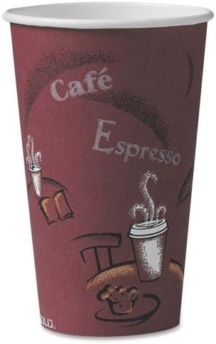 Wholesale CASE of 5 - Solo Cup Single Sided Paper Hot Cups-Paper Hot Cup, 16 oz., 300/CT, Maroon