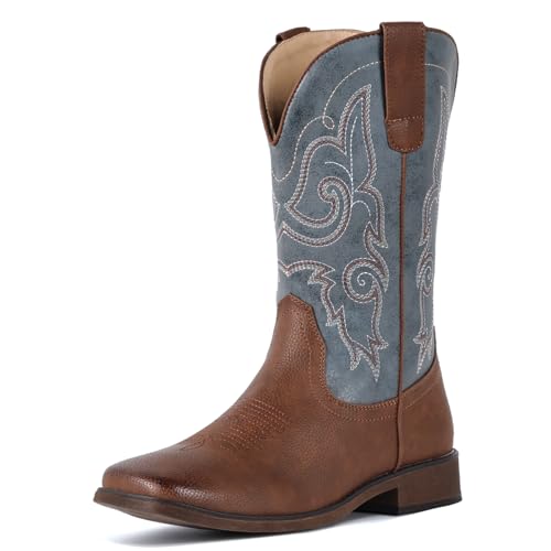 Image of IUV Cowboy Boots For Women Square Toe Cowgirl Wide Mid Calf Western Boots