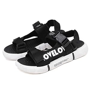 Herensandalen,Strandslippers,Ademende Sandalen Met Open Tenen,Platte Rubberen Antislip-sandalen Voor Binnen En Buiten,Verstelbare Casual Sandalen Met Klittenband,Black and white-38